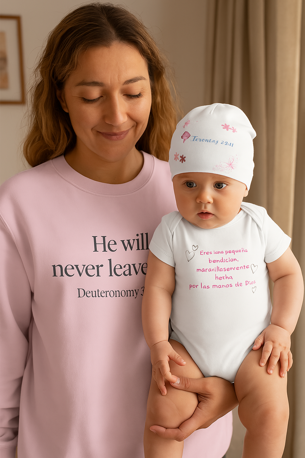 Baby Beanie (AOP) – Protección y Fe desde el Primer Día