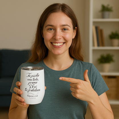 Chill Wine Tumbler “Refresca Tu Espíritu” 12oz  Inspiración en Cada Sorbo